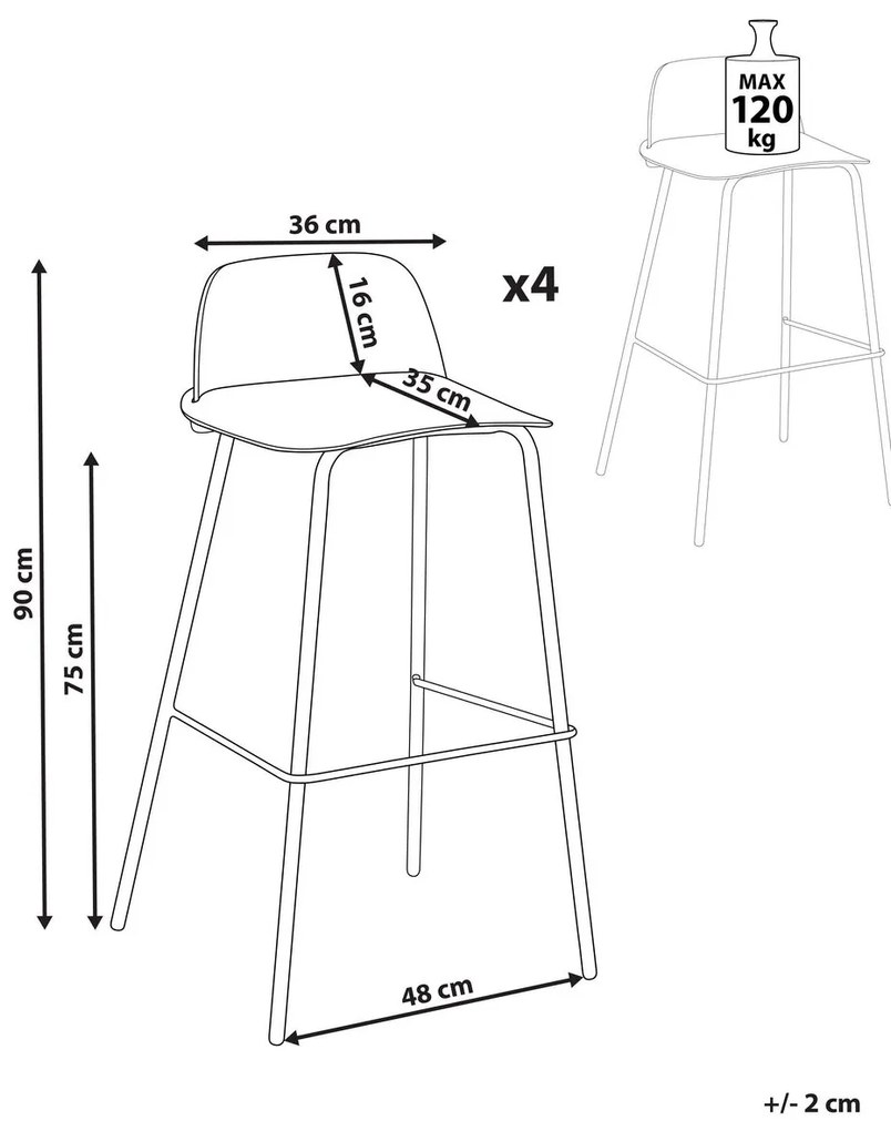 Set 4 buc scaune tip bar Morza (negru). 1081532