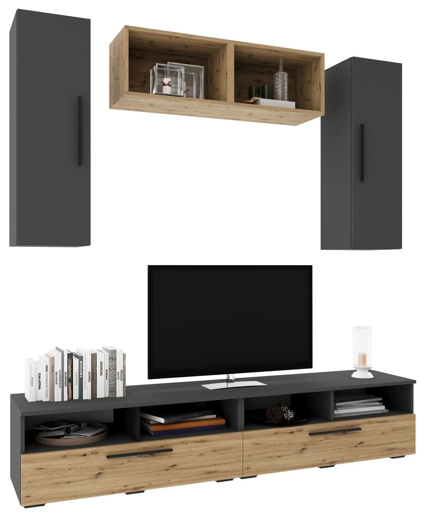 Living Kos V16, Antracit/Stejar Artisan, L 190 cm