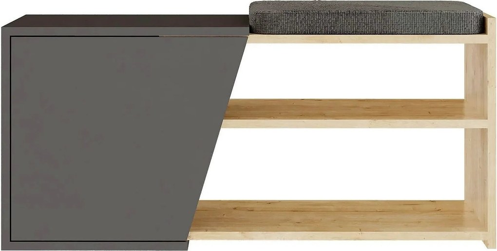 Pantofar FIONA, gri antracit/stejar, PAL melaminat, 104x47x37 cm