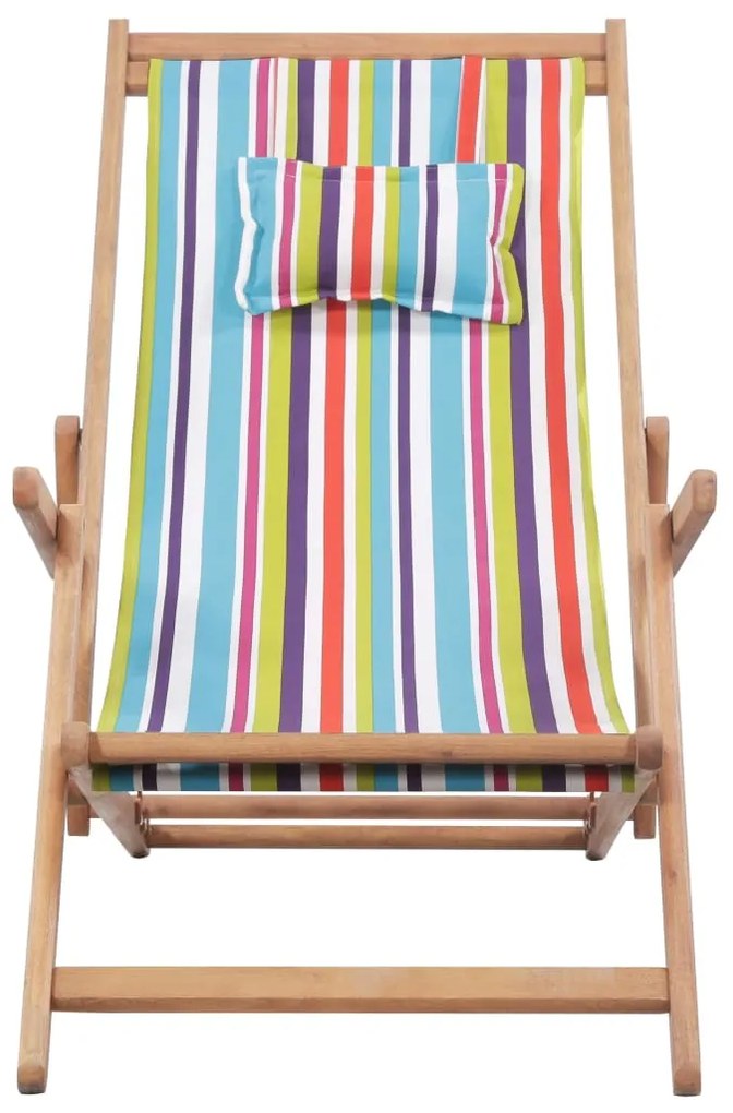 43998 vidaXL Scaun de plajă pliabil, multicolor, textil și cadru din lemn