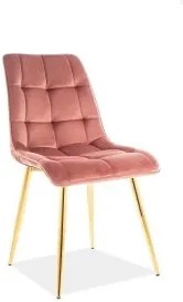 Scaun tapitat cu stofa si picioare metalice Chic Velvet Roz / Auriu, l50xA47xH88 cm