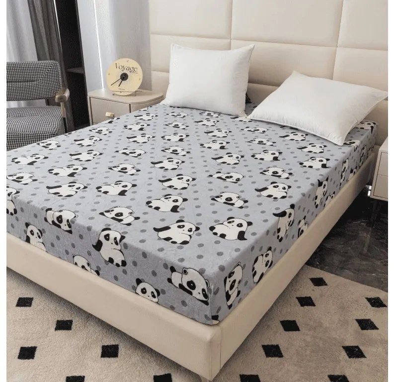 Cearsaf Cocolino microplus cu elastic PANDA 180x200 cm gri