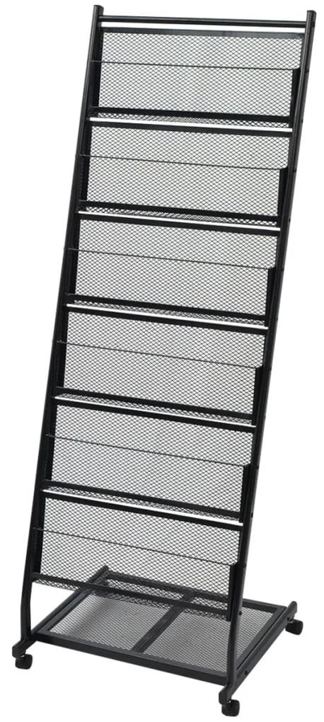 30100 vidaXL Raft reviste A4, 47,5x43x133 cm, negru