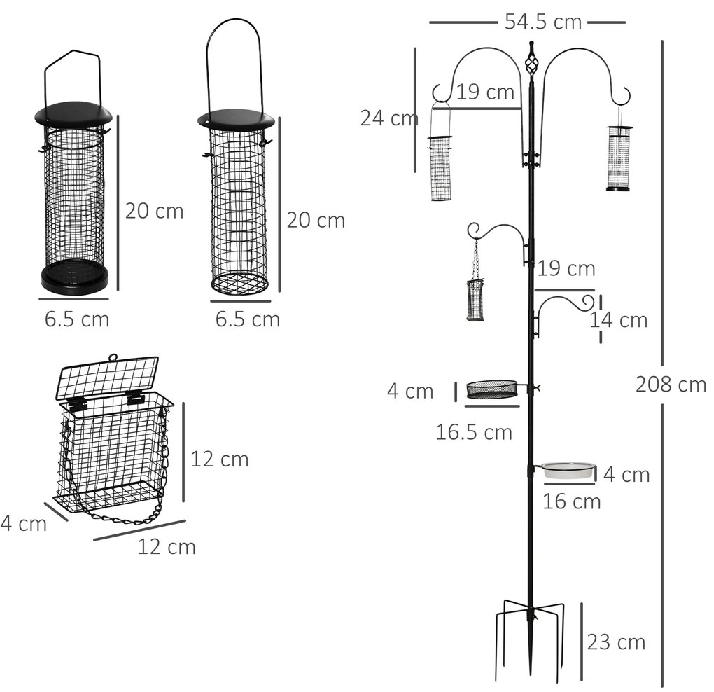 PawHut suport pentru hranirea pasarilor, 54.5x54.5x208cm | Aosom Romania