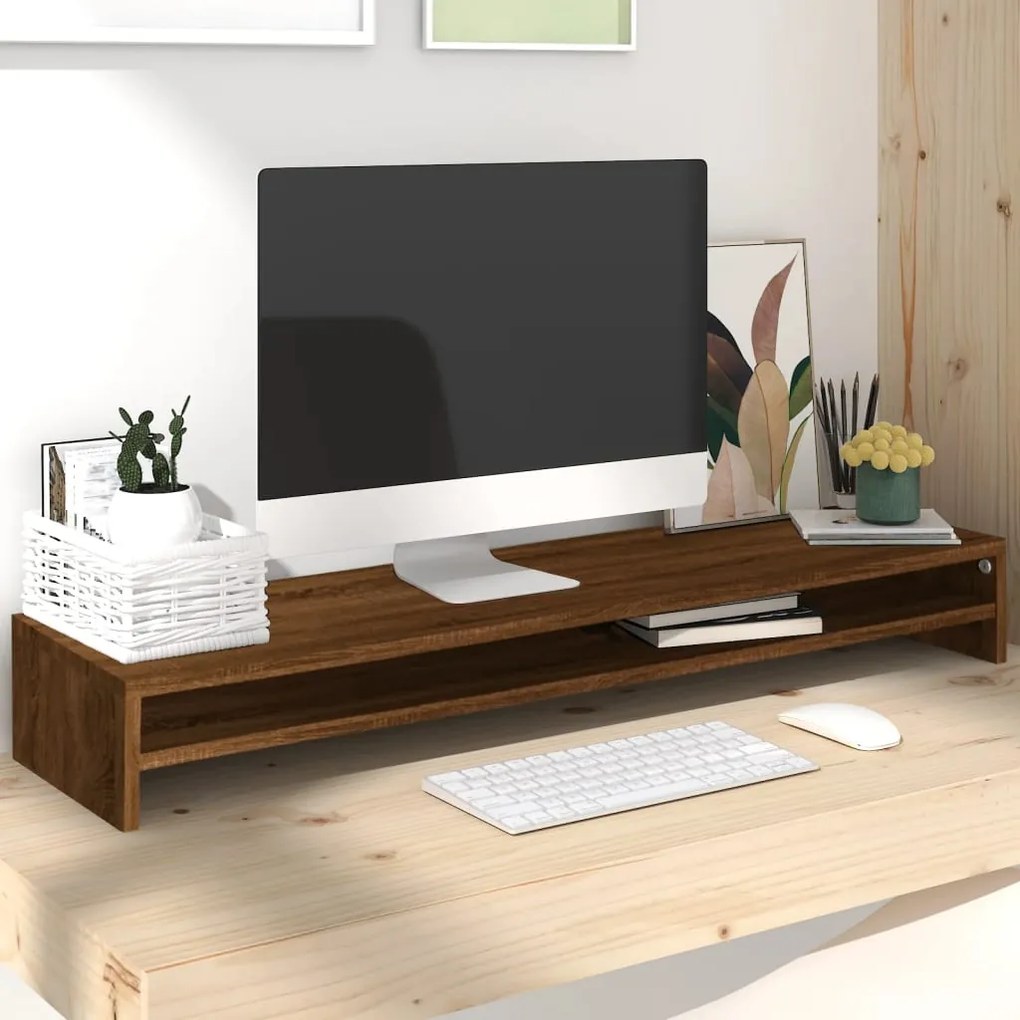 Suport pentru monitor stejar maro 100x24x13 cm lemn prelucrat Stejar brun