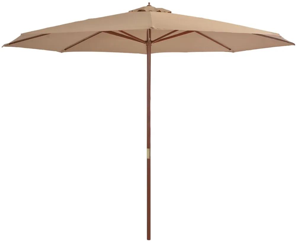 Umbrela de soare de exterior, stalp din lemn, gri taupe, 350 cm Gri taupe