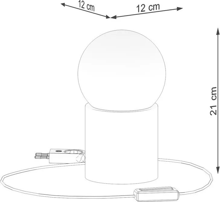 Veioză albă/în culoare naturală cu abajur din sticlă (înălțime 21 cm) Surtur – Sollux