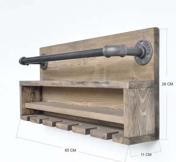 Raft de perete de bucătărie BORU 28x60 cm molid/pin