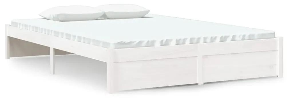 814930 vidaXL Cadru de pat, alb, 140x190 cm, lemn masiv de pin