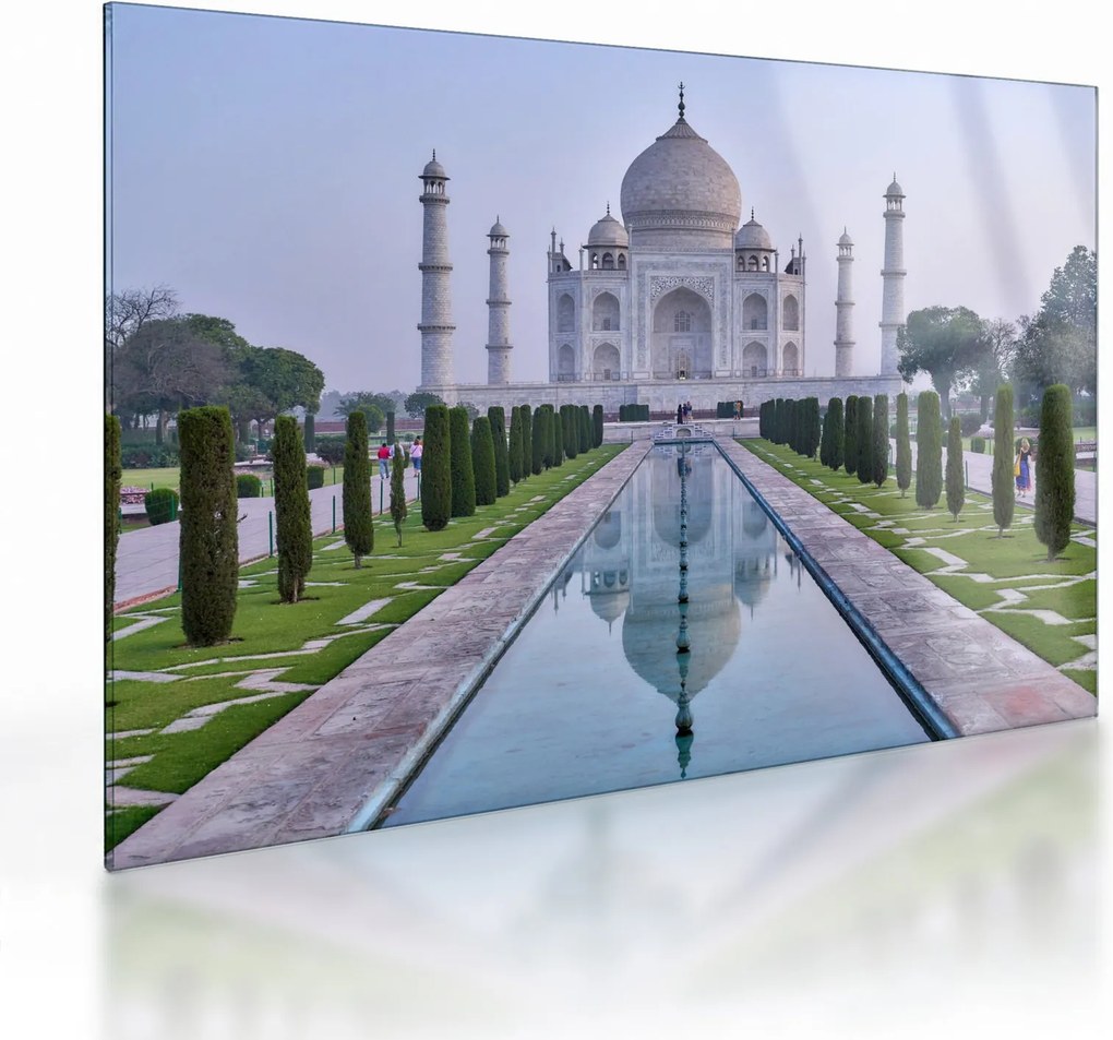 Tablou pe sticlă - Taj Mahal în răsăsrit de soare (70x50 cm)