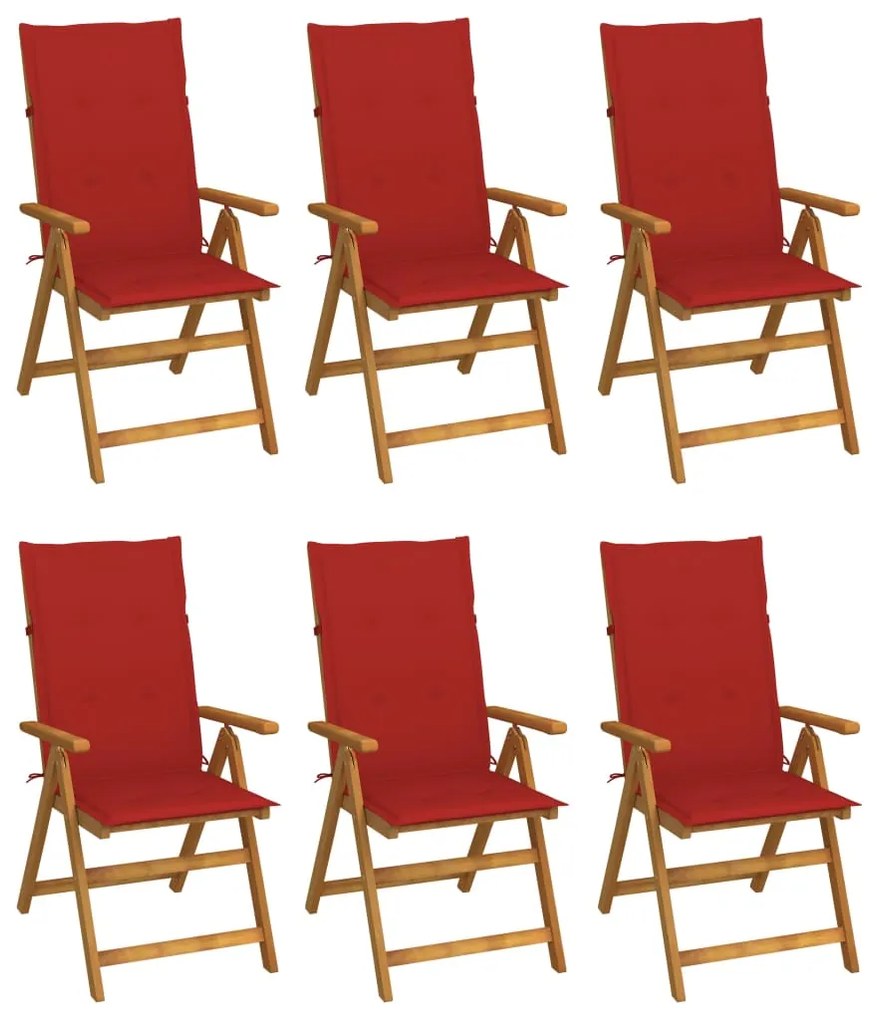 vidaXL Scaune grădină pliabile cu perne, 6 buc., lemn masiv de acacia