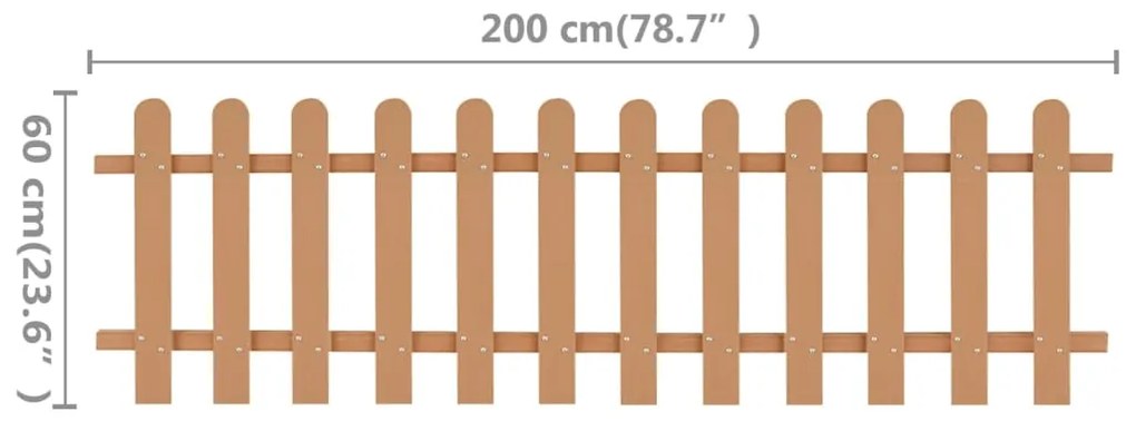 Gard din sipci, 200 x 60 cm, WPC 1, Maro, 60 cm