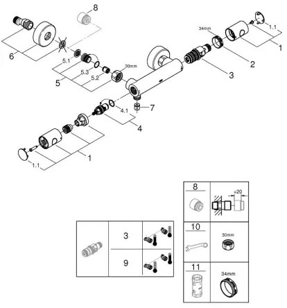 GROHE GROHTHERM COSMOPOLITAN 34765000 - Baterie termostatică pentru duș DN 15, crom
