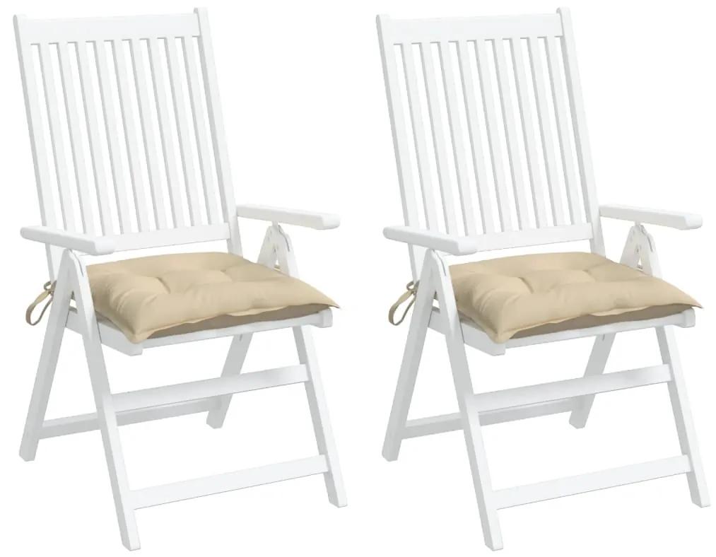 Perne de scaun, 2 buc., bej, 50x50x7 cm, material textil 2, Bej, 50 x 50 x 7 cm