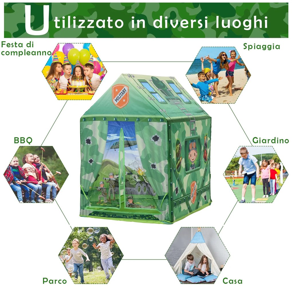 Cort de Joaca pentru Copii 3+ Ani pentru Intern si Extern Verde 93x69x103cm HOMCOM | Aosom RO
