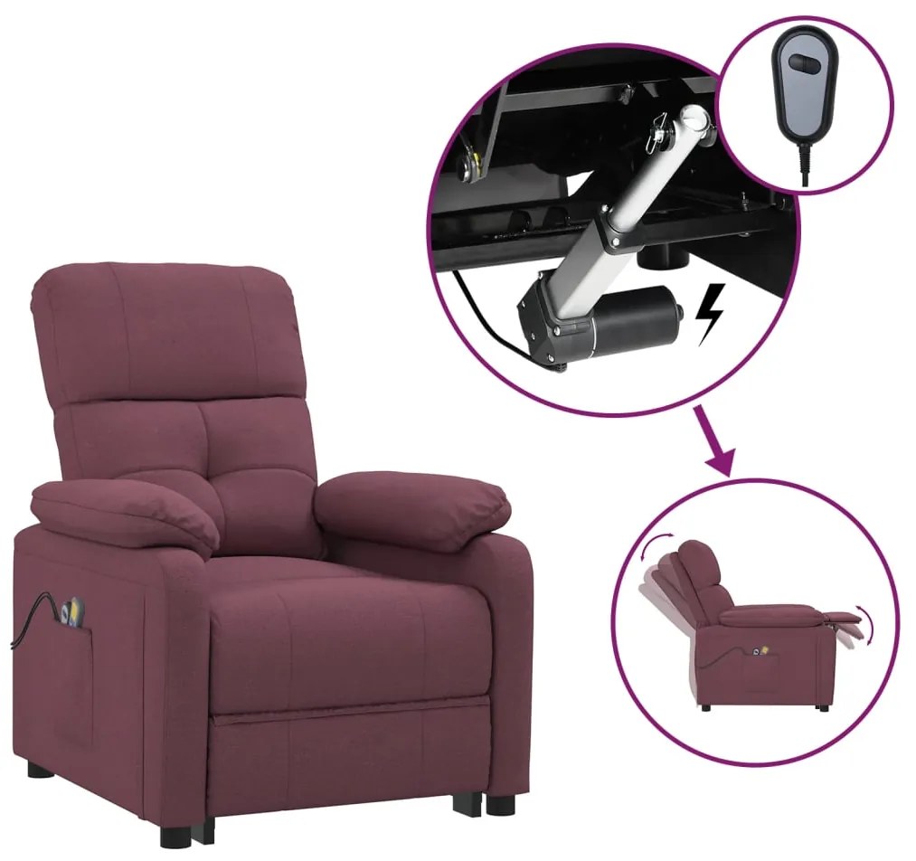 3073819 vidaXL Fotoliu electric de masaj, violet, material textil