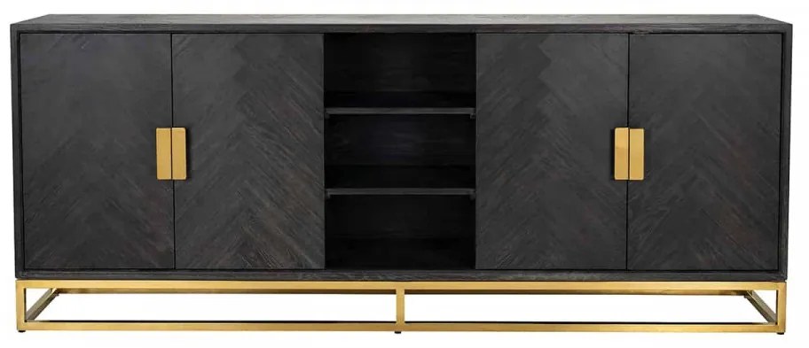 Servanta din lemn de stejar Blackbone 225 cm, 4 usi