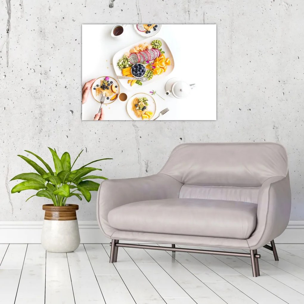 Tablou cu farfurie cu fructe pe masă (70x50 cm)