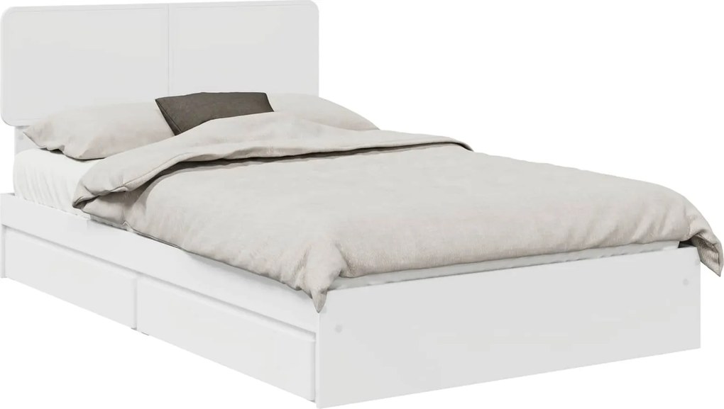vidaXL Pat cu storage cu headboard Alb 120 x 190 cm Lemn compozit