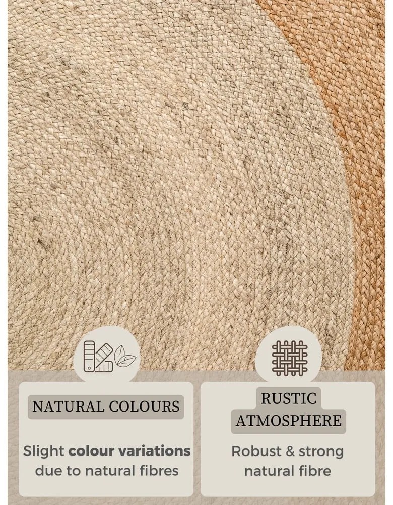 Covor fildeș reversibil, țesut manual rotund din iută ø 160 cm Jutta Ivory – Hanse Home