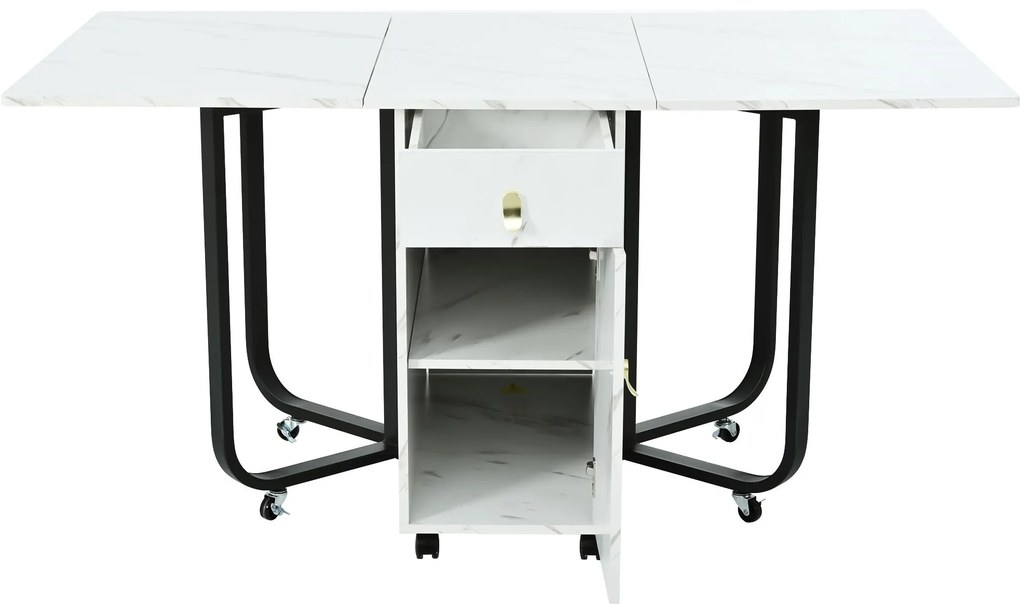 Masă de bucătărie versatilă și pliabilă, Alb+Negru | Aosom Romania