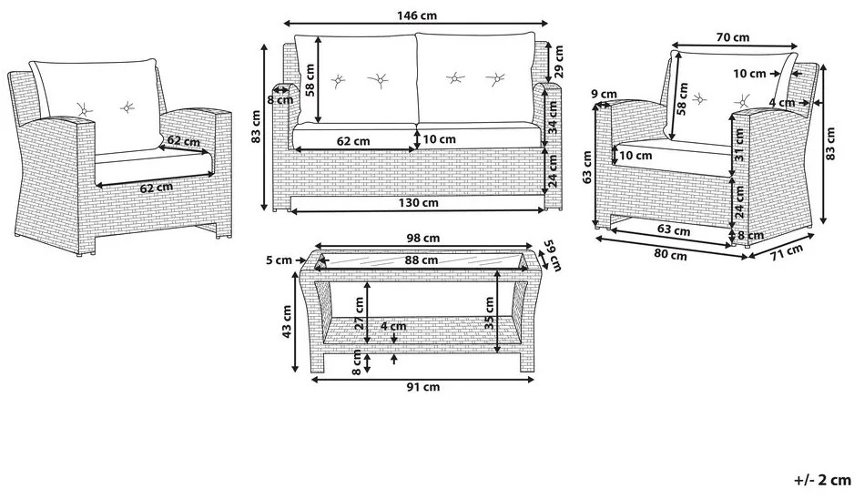 Set canapele pentru grădină Menro (gri deschis). 1011660