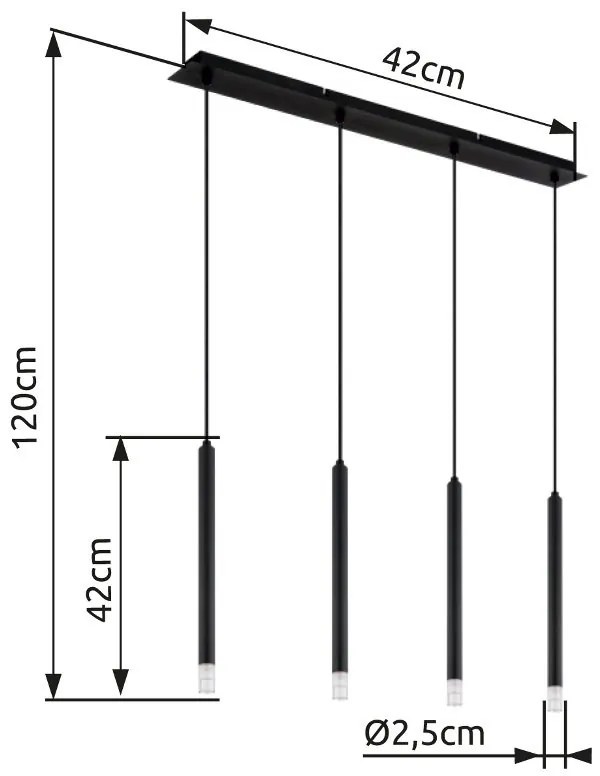 Lustra suspendata design minimalist BLAKE 4L negru