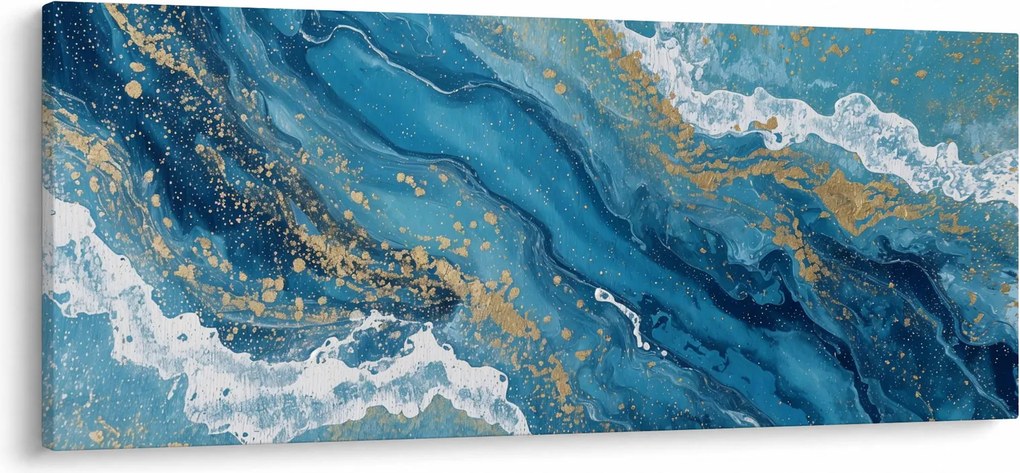 Tablou - Marmură bleu cu aur II. (120x50 cm)