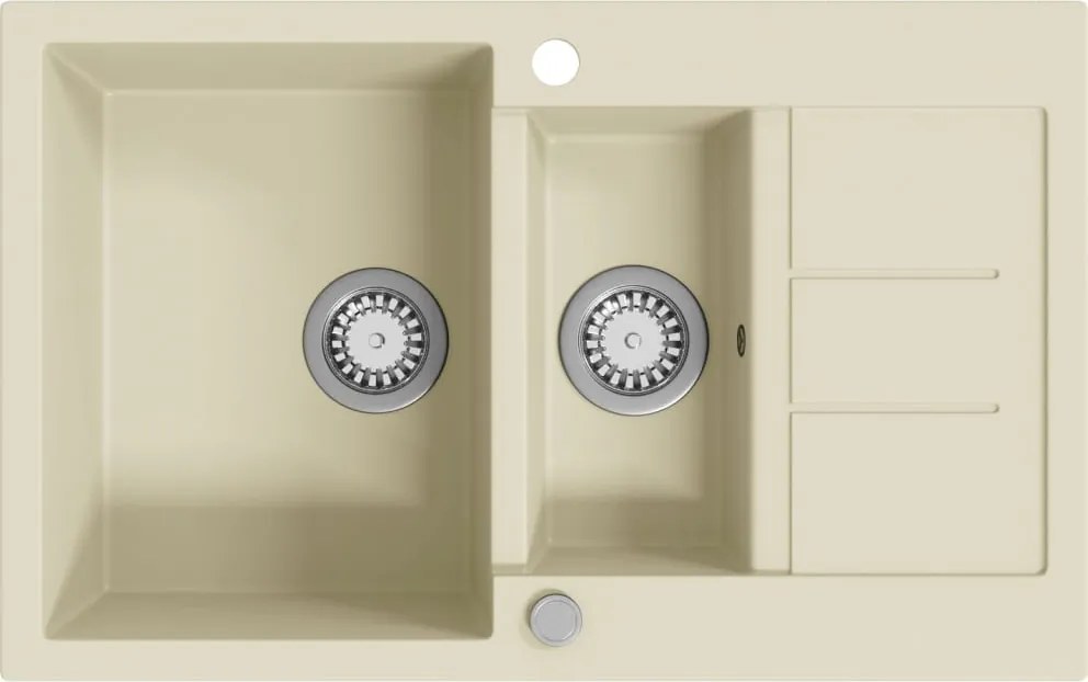 vidaXL Chiuvetă de bucătărie din granit, bej, două bazine