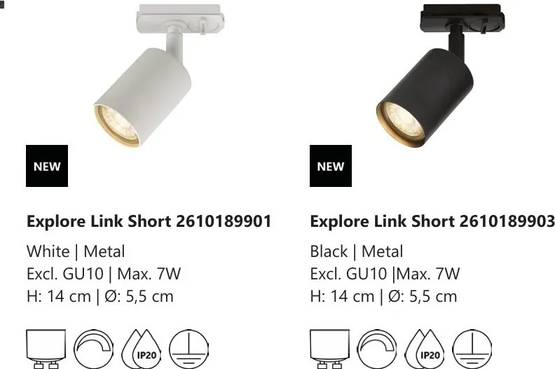 Accesoriu, Spot directionabil Explore Short negru, pentru sina Nordlux Link