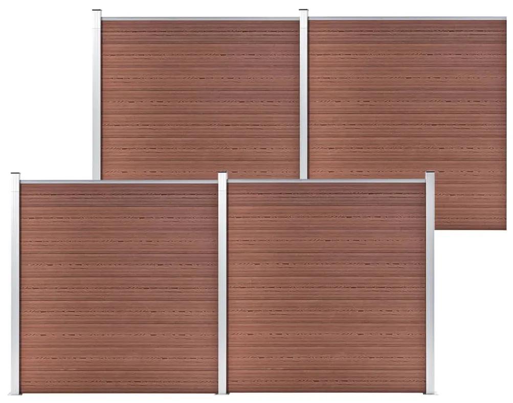 Gard de gradina, maro, 699 x 186 cm, WPC 1, Maro, 4 sectiuni
