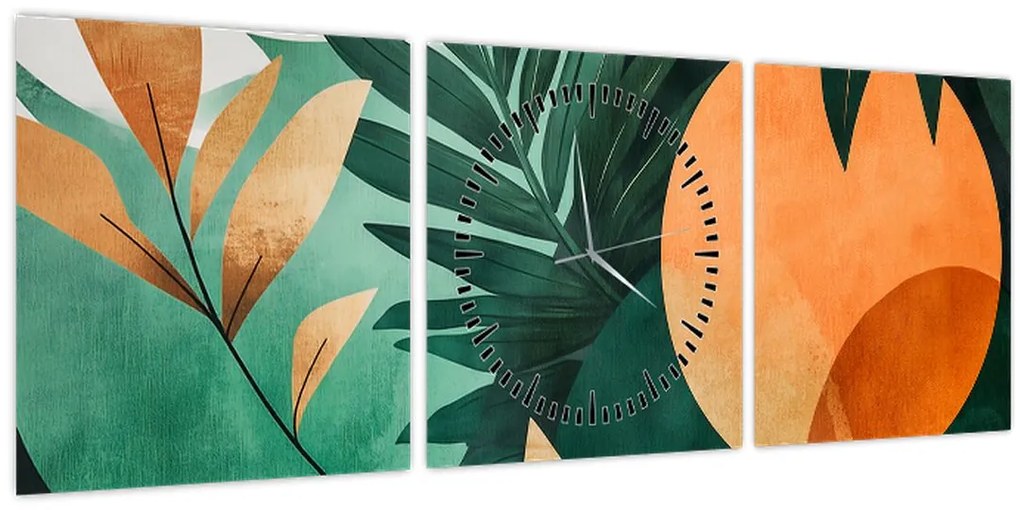 Tablou - Motive naturale geometrice (cu ceas) (90x30 cm)