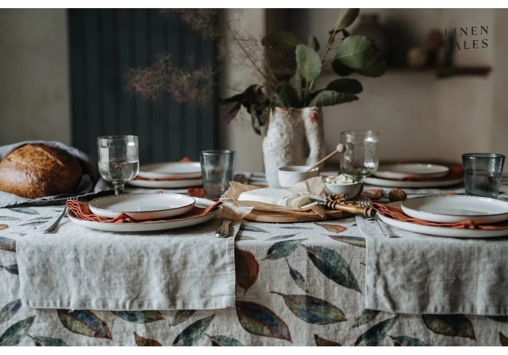 Față de masă din in 140x140 cm Golden Fall – Linen Tales
