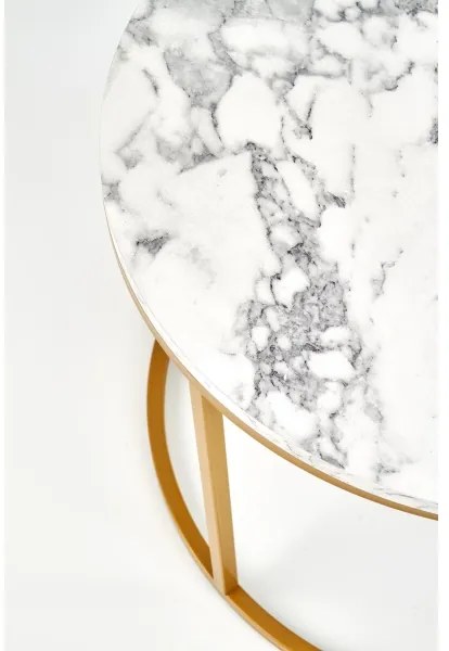 Set 2 măsuțe de cafea PACILA, decor marmură/auriu