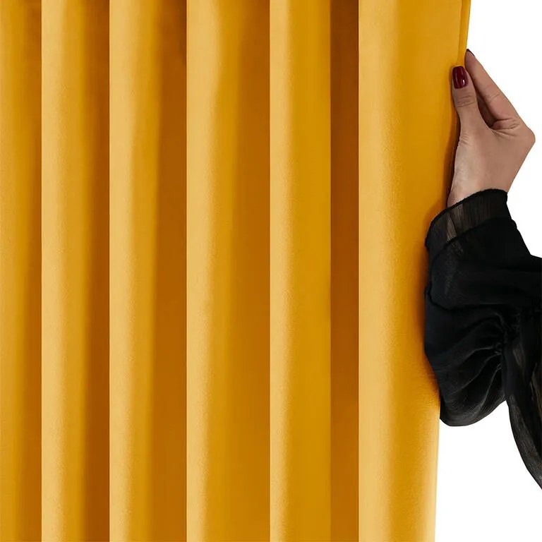 Draperie catifelată FILUMI muştar 140 x 250 cm 1 buc
