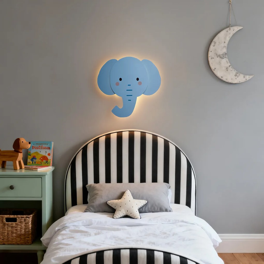 Lampă de perete pentru copii albastră, incl. LED, cu 3 trepte de intensitate luminoasă - Ellie the Elephant