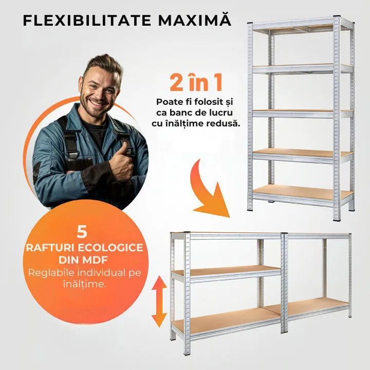 Raft cu capacitate mare HEAVY, max. 875kg, 90x40x180cm, argintiu Jurhan