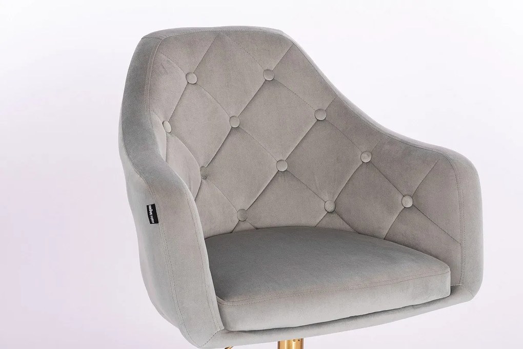 HR831N Scaun Catifea Gray cu Bază Aurie