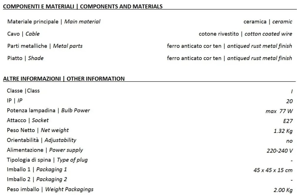 Pendul design retro realizat manual din ceramica si metal GRUNGE