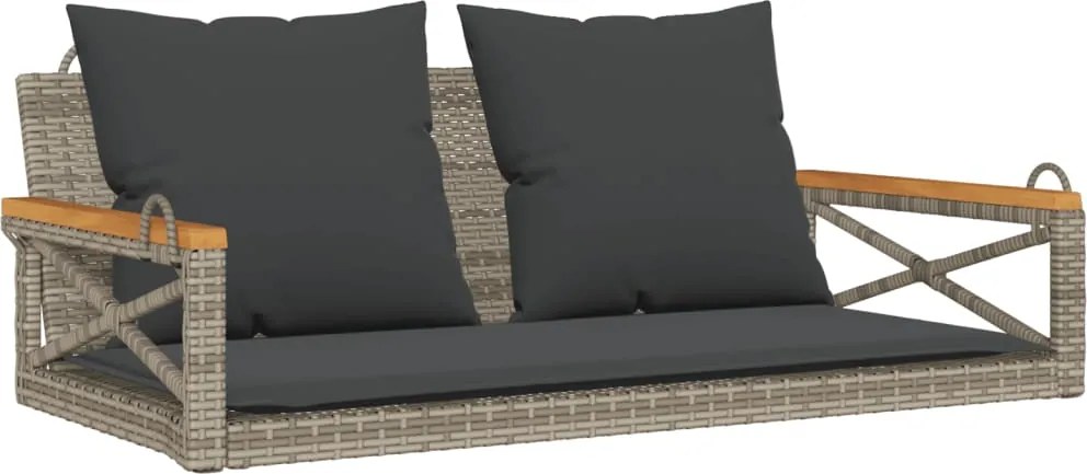 vidaXL Bancă de balansoar cu perne, gri, 109x62x40 cm, poliratan