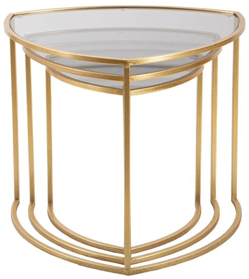 Măsuțe de cafea aurii rotunde cu blat din sticlă 3 buc. ø 60 cm Triangle – Mauro Ferretti