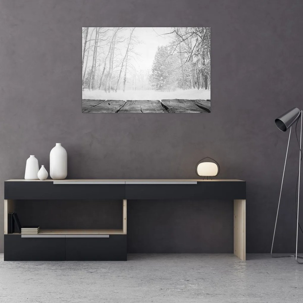 Tablou - Pier de lemn în timpul iernii (90x60 cm)