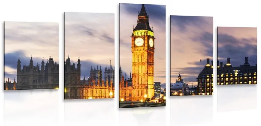Tablou 5-piese Big Ben noaptea în Londra