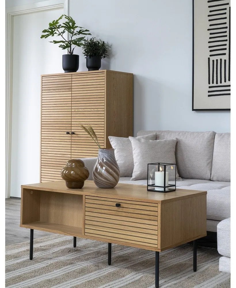 Măsuță de cafea în culoare naturală cu blat cu aspect de lemn de stejar 50x100 cm Kyoto – House Nordic