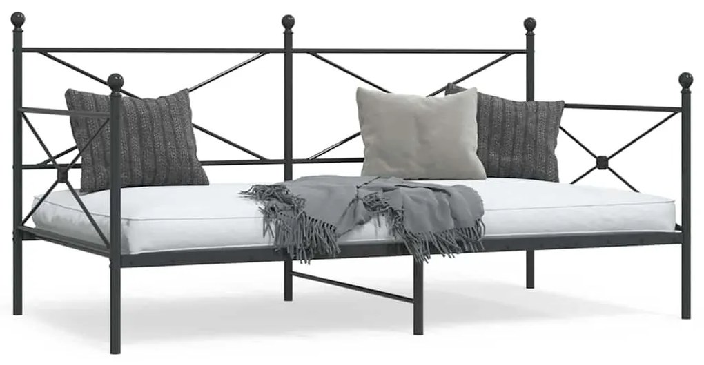 vidaXL Pat de zi fără saltea Negru 107x203 cm Oțel