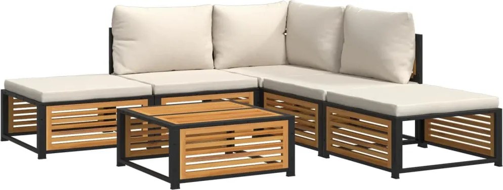 vidaXL Set de canapele grădină cu perne, 6 piese, lemn masiv acacia