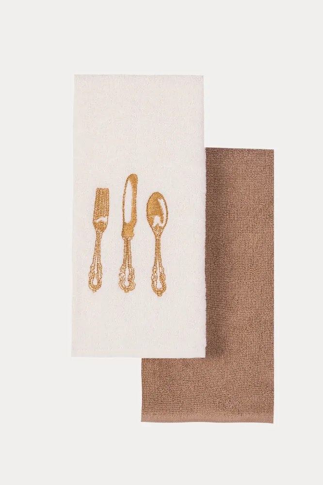 Prosoape de bucătărie HOME, 2 buc Crem-Muștar /Cream-Mustard Set (2 buc, 40x60 cm)