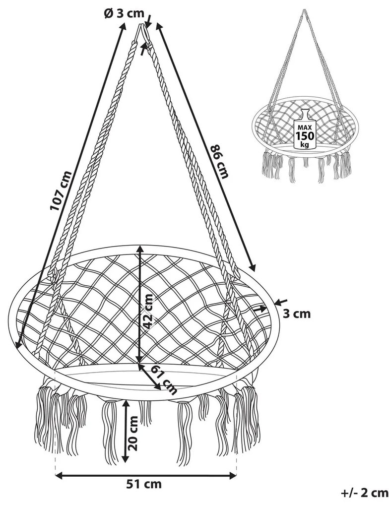 Fotoliu suspendat Gideon (gri). 1079037
