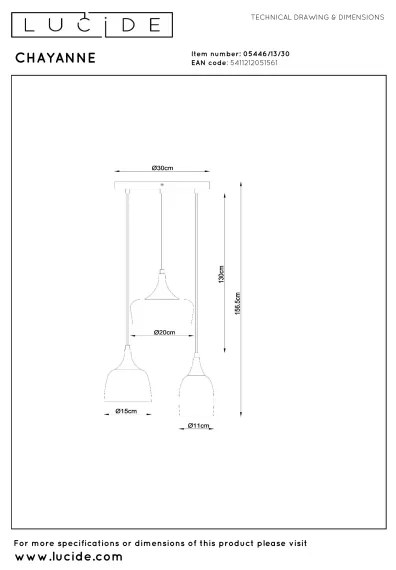 Lucide 05446/13/30 - Lustră suspendată pe cablu CHAYANNE, 3x E14, 10W, 230V