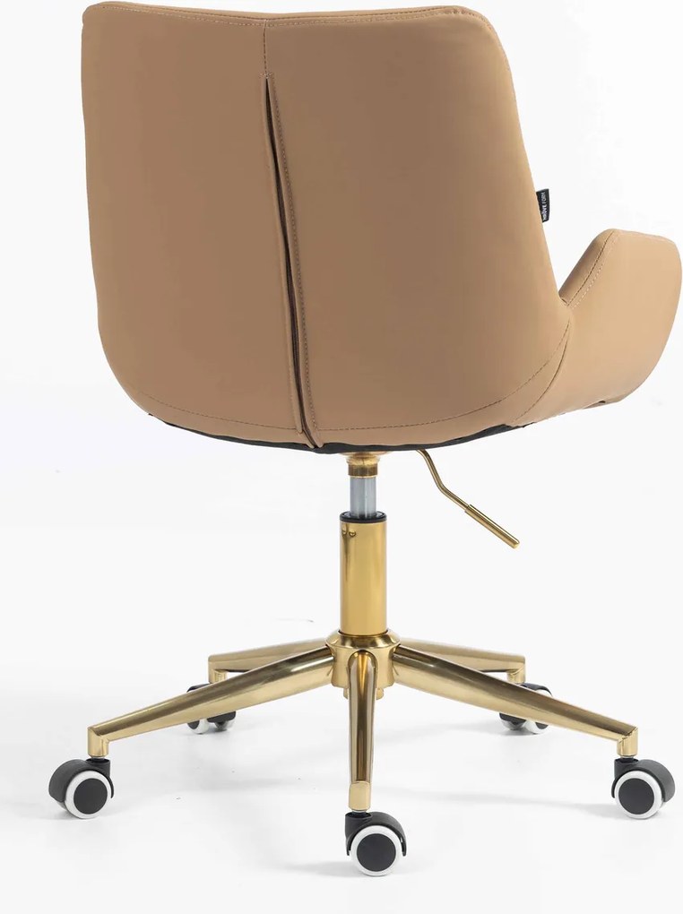HR240K Scaun Carmel Piele Ecologica Premium Soft cu Bază Aurie
